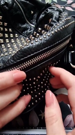 Spike backpack #asmr #asmrbymags #notalkingasmr #spikedbag #asmrforsleep