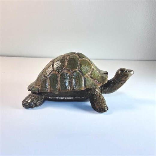 Turtle Sculpture: Hand Carved and Painted Wood Turtle Art - Etsy