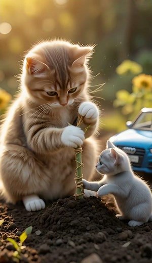 Mama Cat Saves Baby Cat’s Favorite Sunflower 🌻 | Emotional Cat Family Short Film