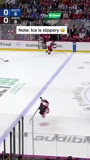 Hockey Player Slips on Ice - Funny Moment Caught on Camera