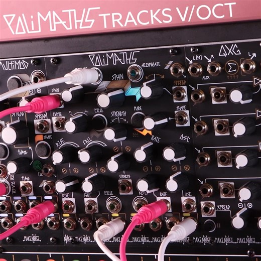 Let's try out PoliMATHS as a solo voice! ⚡ PoliMATHS is an eight-channel CV and Audio event generator for the New Universal Synthesizer System or any Eurorack modular synthesizer. The emphasis in this example is on the Audio side! In the following patch, the Oscillation half of PoliMATHS is generating a tone (per channel), enveloped by the Function half (per channel), resulting in a rich, overlapping series of tones with each Activation. There are a few settings on the module that need to be ena