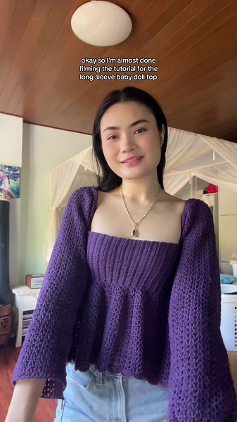 Crochet Long Sleeve Babydoll Top Update