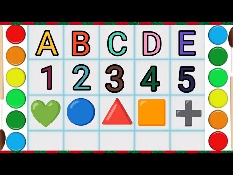 ABC,123 writing practice|A for Apple b for ball|2D shape drawing|phonics song|1234 counting|shapes