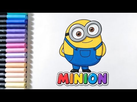 Drawing and Coloring a Cute Minion with Markers | Art for Kids