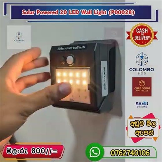 Solar Powered 20 LED Wall Light (P00028)