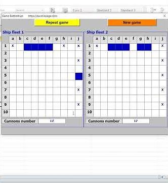 Play sink naval battleships Excel VBA programming