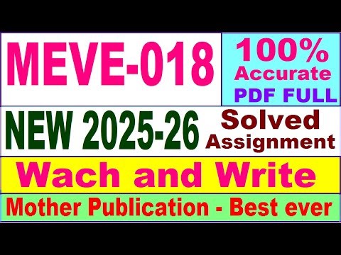 MEVE 018 solved assignment 2026 in English || meve 018 solved assignment 2025-26 || ignou meve18