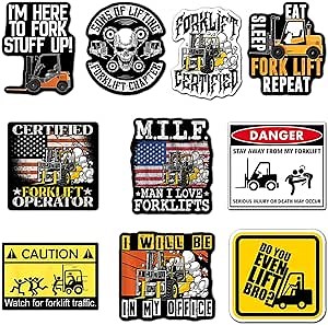 (Set of 10) Forklift Driver Sticker M.I.L.F Man I Love Forklifts, Do You Even Lift bro Funny Quotes Waterproof Vinyl Decal Gift Suitable for ​​Water Bottles Laptop Car 3 Inches