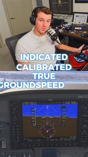 Colin Boone | Flight Instructor on Instagram: "Different Types of Airspeed 🤔 💨 Indicated Airspeed (IAS)- What's on your airspeed indicator 🏃🏻‍♂️‍➡️ Calibrated Airspeed (CAS)- EVERYONE forgets this one 😤It's IAS corrected for pitch & installation errors 🏎️ True Airspeed (TAS)- CAS corrected for pressure differences (altitude) 🛸 Groundspeed (GS)- TAS corrected for wind ✅ Follow me to enhance your flight training with flight simulation 🤙🏻 #Aviation #Airplane #FlightTraining #FlightSimulato