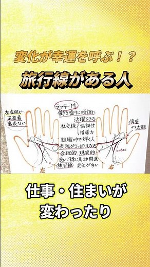 【手相解説】変化が開運の素！旅行線がある人 #開運 #手相 #占い