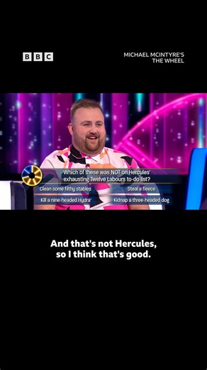 523K views · 7.6K reactions | We need this kind of confidence every day. #MichaelMcIntyre #TheWheel #GreekMyths Can the contestants answer their way to a fortune? The celebrity experts in this episode are Clare Balding, Zoe Ball, Bill Bailey, Lou Sanders, Konnie Huq, Tommy Fury and Sam Thompson with Pete Wicks in the double chair. | BBC One | Facebook