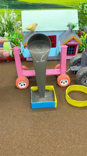😱 Real Working Mini Tractor Making Cement Pillar | Amazing DIY Construction Machine 🚜 #shorts