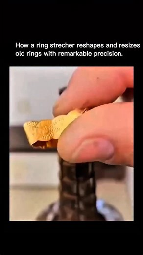 Explaining Past on Instagram: "Most people do not realize how clean a ring resize looks until you see the tool at work. Jewelers use a ring stretcher to reshape old bands with high precision. The tool applies even pressure as the metal expands millimeter by millimeter. The ring slides down the tapered mandrel. The lever tightens. You watch the band adjust without cracks, bends, or damage to details. The process looks easy. The result feels like you received a new ring."
