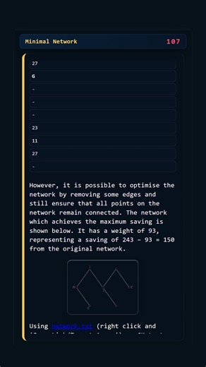 Project Euler #107: Minimal Network | Python #coding #python #programming
