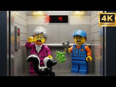Trapped in the LEGO City Hotel Elevator with a Skunk! 🦨🤢