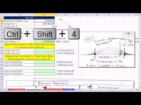 Excel 2013 Statistical Analysis #60: T.DIST, T.DIST.RT, T.DIST.2T, T.INV, T.INV.2T functions