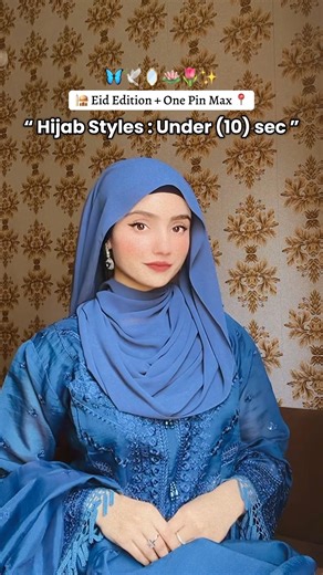 Eid Hijab Styles + Summer Friendly + 10 Sec + One Pin Hijab Styles 🕊️🦋✨🌷# HijabStyle#tutorial#fyp