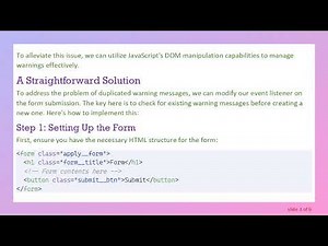 How to Prevent Duplicate Warning Messages in JavaScript Form Validation
