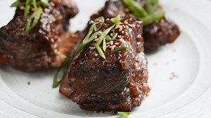Roasted Short Ribs With Red Miso Glaze and Hibachi-Style Fried Rice