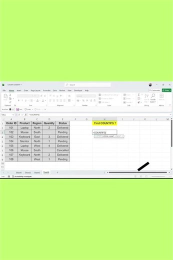 COUNTIFS in Excel 🔥 Multiple Conditions#excel #microsoftexcel #exceltips #exceltricks #excelshorts