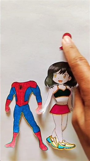 Red spideramn❤️ cute star sister faxe add 😂😂#spiderman #drawing #artandcraft #funny #japan