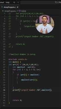 C Program to Find Smallest Number in Array Step by Step Tutorial in Hindi #coding #viral #shortvideo