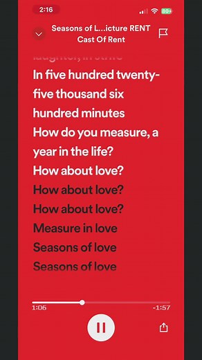 Seasons of Love Lyrics from Rent Musical