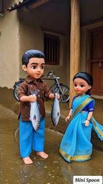 Miniature Doll wife Cooking fish curry || Indian Village Food #miniaturecooking