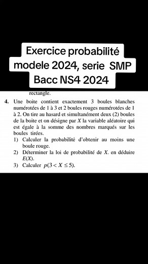 Exercice Probabilité Modèle 2024 - Série SMP Bacc NS4