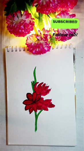 Beautiful Red Flower 🌺 #shorts #flowers #flowerpainting #trendingshorts #art #drawing #video