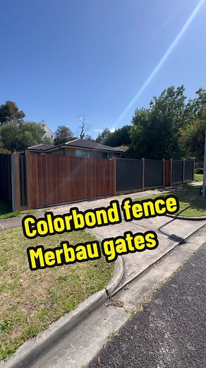 Colorbond Fence with Merbau Cladded Gates Installation