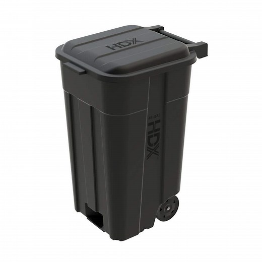 Reviews for HDX 45 gal. Black Heavy Duty Outdoor Trash Can with Wheels and Attached Lid | Pg 1 - The Home Depot