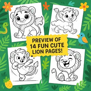 Lion Coloring Pages for Kids – Printable Sheets – Easy & Fun Activity for Ages 4-6 - Etsy UK
