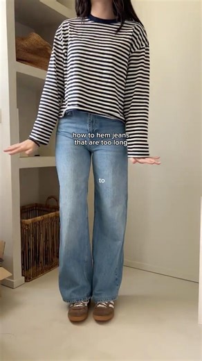 how to hem jeans for beginners ✂️🧵 #sewingtutorial