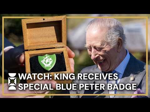 WATCH: The King Receives One-Of-A-Kind Green Blue Peter Badge