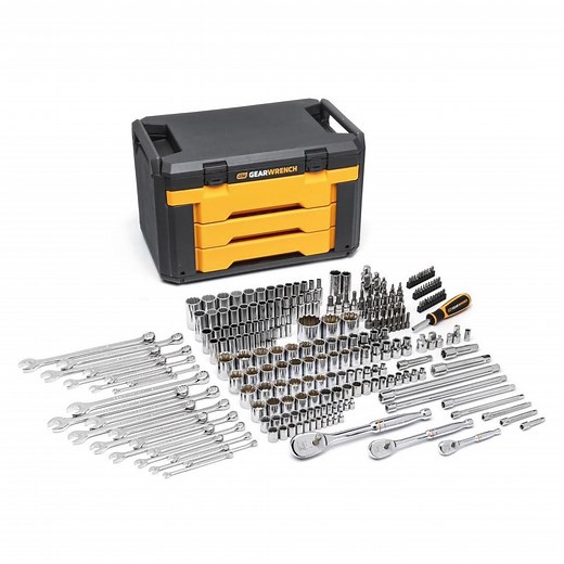 80972 243 Piece 12 Point Mechanics Tool Set in 3 Drawer Storage Box - Gearwrench
