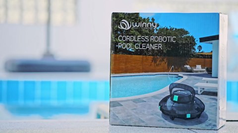 Cordless Robotic Pool Vacuum, Transparent Design, Dual Powerful Suction Ports, Auto-Parking, Pool Cleaner for above Ground Pools up to 536 Sq.ft -200 SE Blue