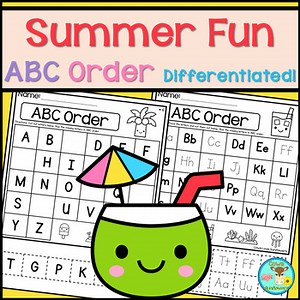 Summer Fun Alphabet Order Trace, Cut, and Glue Worksheets With Reference Charts