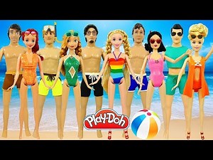 DIY Making Play Doh Beachwear for Disney Princess Couples