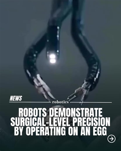 Robots are now steady enough to work on something as fragile as an egg without cracking it. In these precision demos, the tools can make a tiny opening, manipulate what’s inside, and close it back up without damaging the shell. It’s a simple stand-in for the kind of fine control that matters in real medicine, especially in procedures where millimetres make the difference, from eye surgery to complex cardiac work. #robots #tech #artificialintelligence #ai #robot