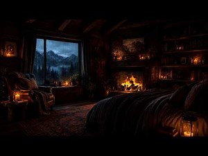 Cozy Rain & Thunder Sounds 🌧️🔥 Warm Fireplace Cabin for Deep Sleep (No Ads)