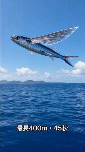 トビウオは、海の上を400メートルも滑空する
