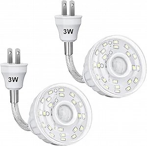 Plug in Motion Sensor Night Light Indoor, PIR Infrared Motion-Activated LED Night Light for AC Outlet,Dusk to Dawn Sensor Smartlight,360° Directional Rotating for Garage Stairway, 3W White, 2 PCS