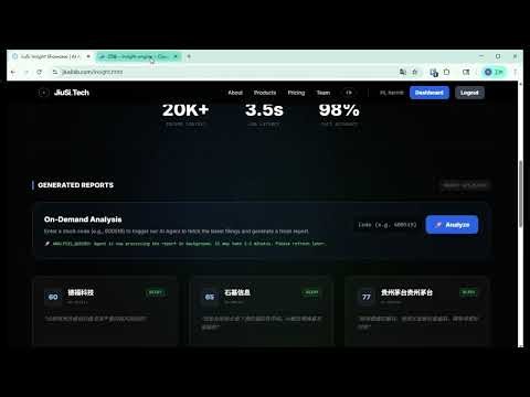 JiuSi Tech Platform Demo: Insight Engine & Cloud Architecture