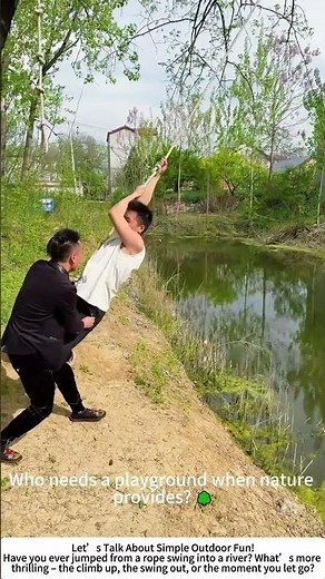 Riverside Rope Swing – Simple Joy, Pure Freedom! 🌊