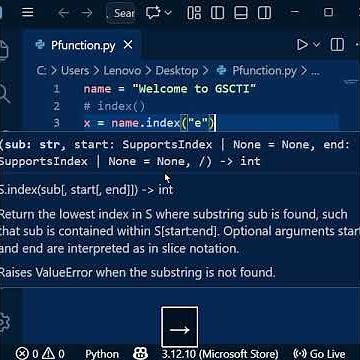 Index() Method in Python | String Methods #pythontricks #python.