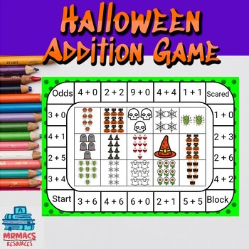Halloween Addition Math Game | 1st & 2nd Grade | One-Digit Numbers | Single