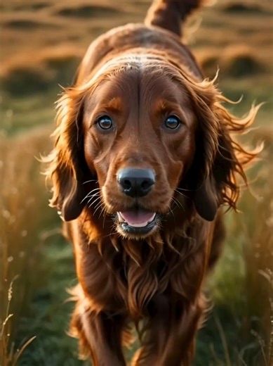 Irish Setter sprints across a vast galactic grassland🐶🌌✨🌱