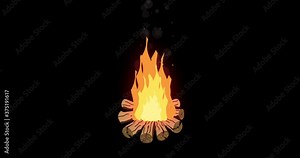 cartoon camp fire and wood animation. 4K,HD,SD resolution.
