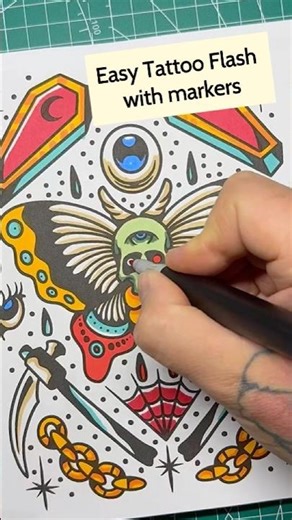 How to color Tattoo Flash with alcohol markers. From our tattoo flash coloring book